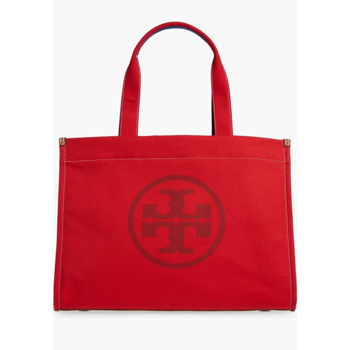 Tory Burch Ella Colorblock Cotton Canvas Tote Liberty Red All Over