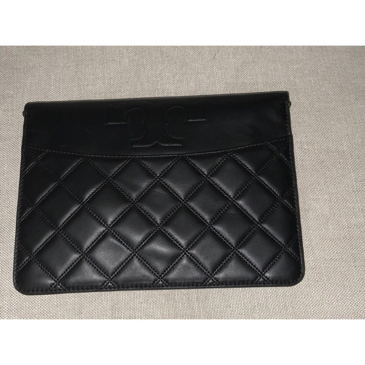 Tory Burch Savannah Large Quilted Smooth Flat Clutch Bag Icolorblack Leather