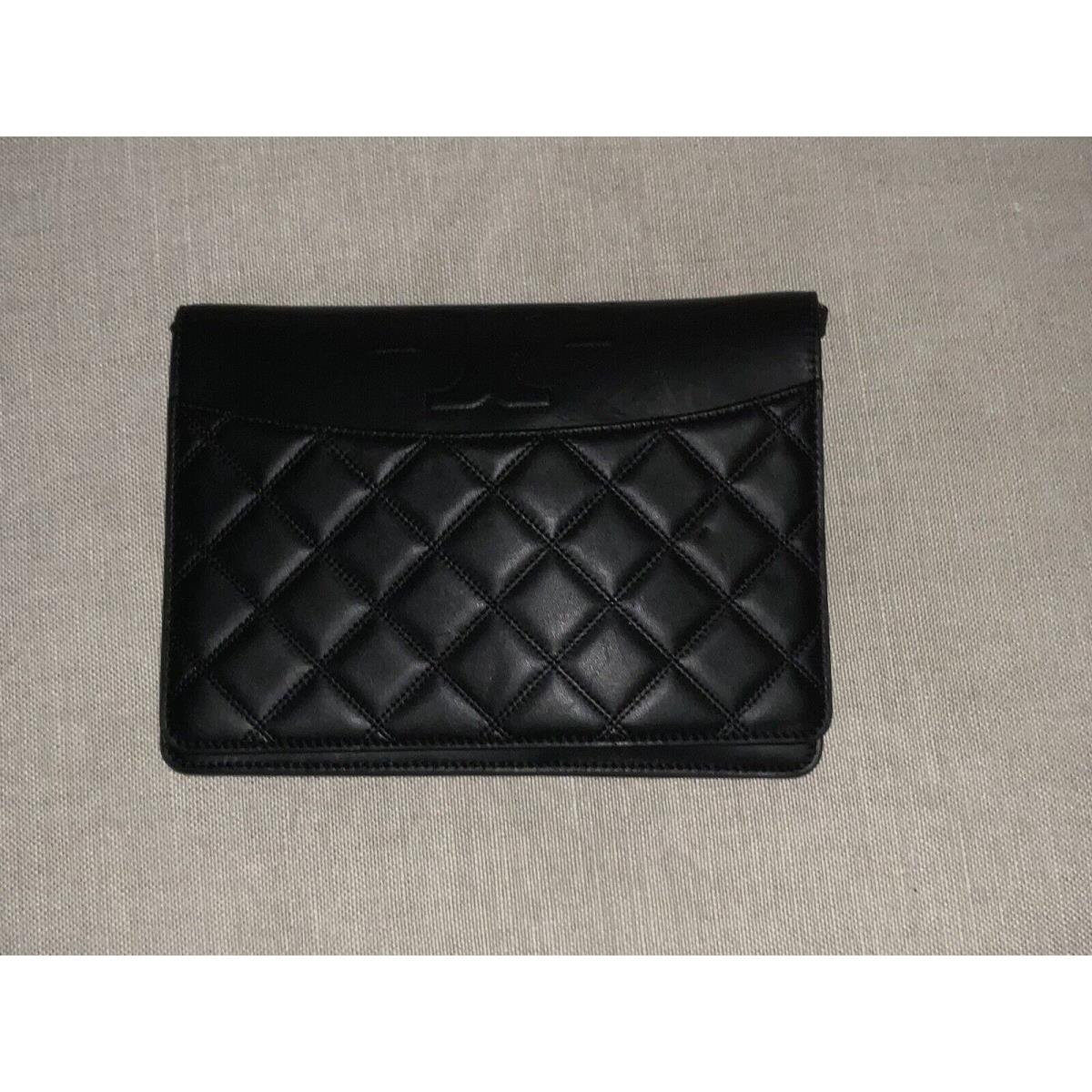 Tory Burch Savannah Large Quilted Smooth Flat Clutch Bag Icolorblack Leather