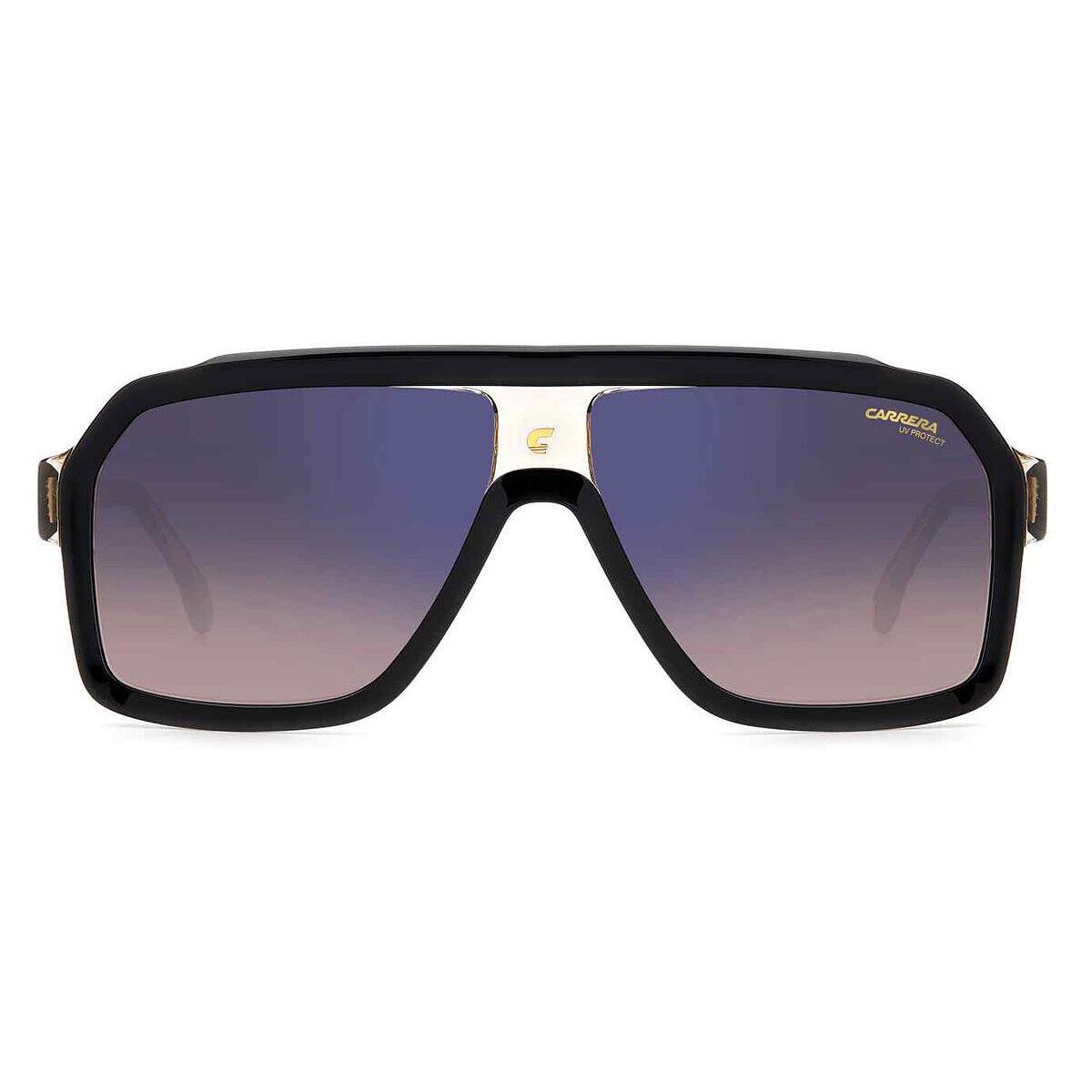 Carrera 1053/S Sunglasses Black Beige Brown Shaded Blue Mirrored 60mm