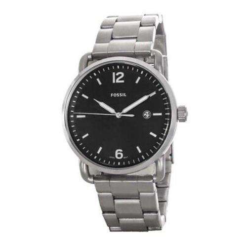 Fossil FS5391 The Commuter Black Dial Stainless Steel Men`s Watch