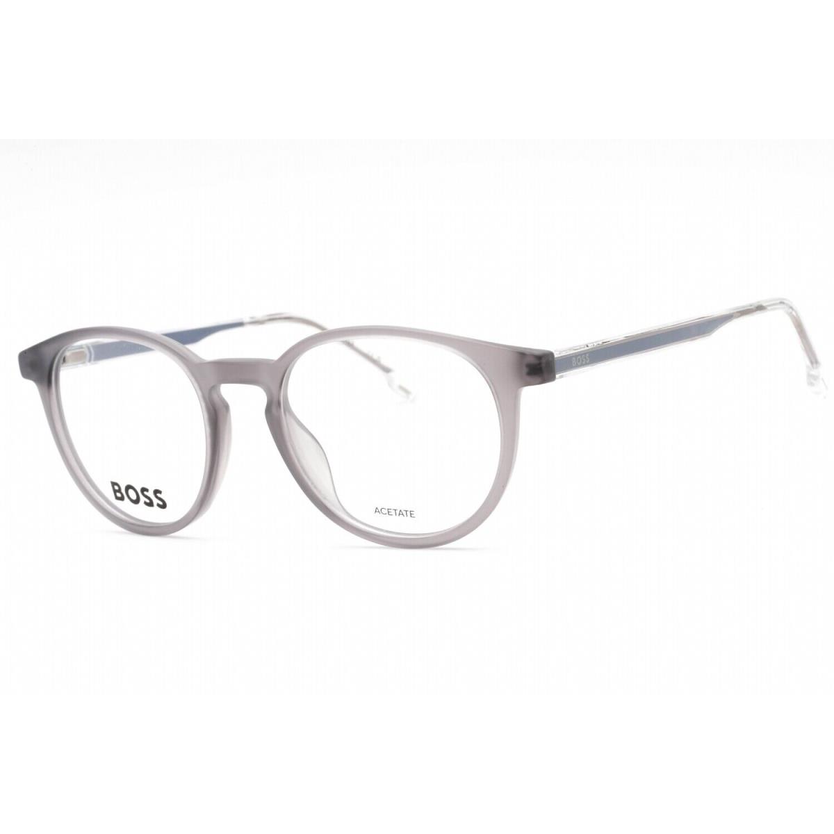 Hugo Boss Men`s Eyeglasses Grey Ruthenium Round Full Rim Frame Boss 1316 0D3X 00