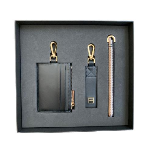 Hugo Boss Leather Gift Set with Card Holder and Key Ring