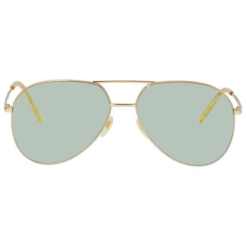 Gucci GG0356S Unisex Pilot Designer Sunglasses Gold Yellow Crystal/green 59 mm