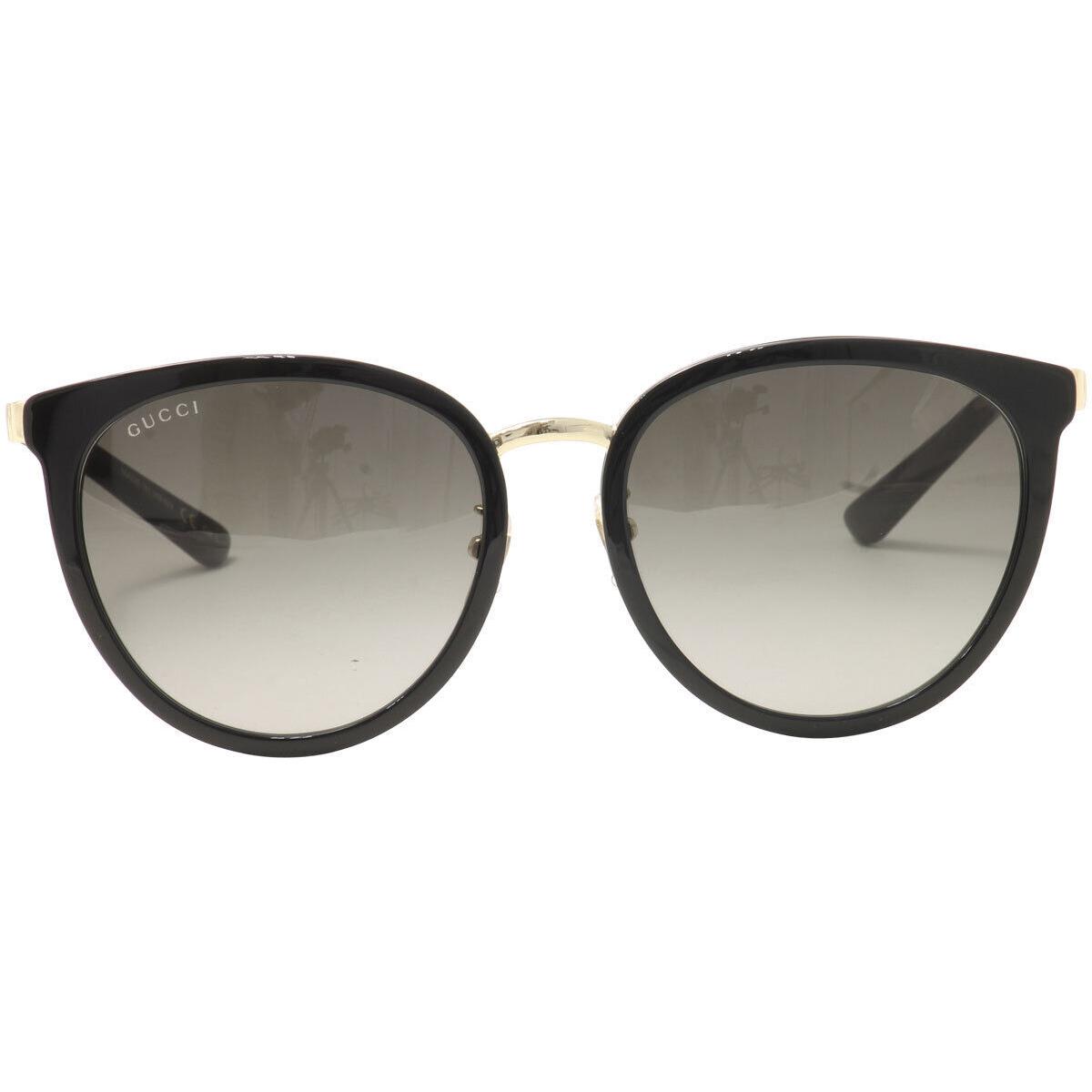 Gucci Women`s GG0077SK GG/0077/SK 001 Black/gold Round Sunglasses 56mm