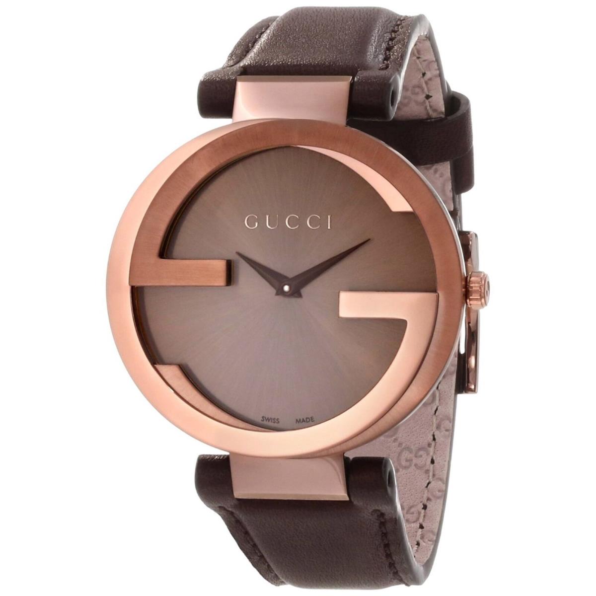 Gucci YA133309 Interlocking-g 37MM Women`s Brown Leather Watch