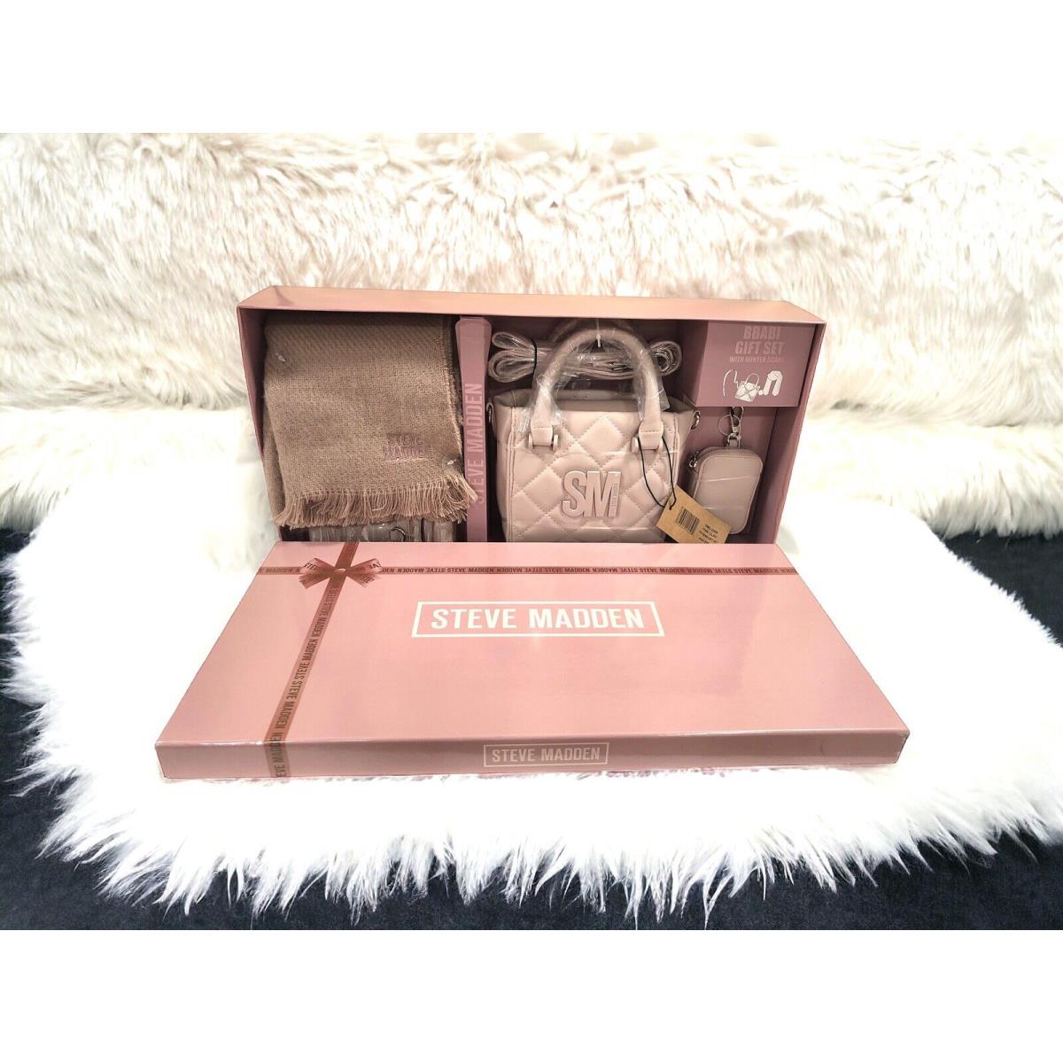 Boxed Steve Madden Bbabi Gift Set Winter Scarf Crossbody Bag Pink Clay