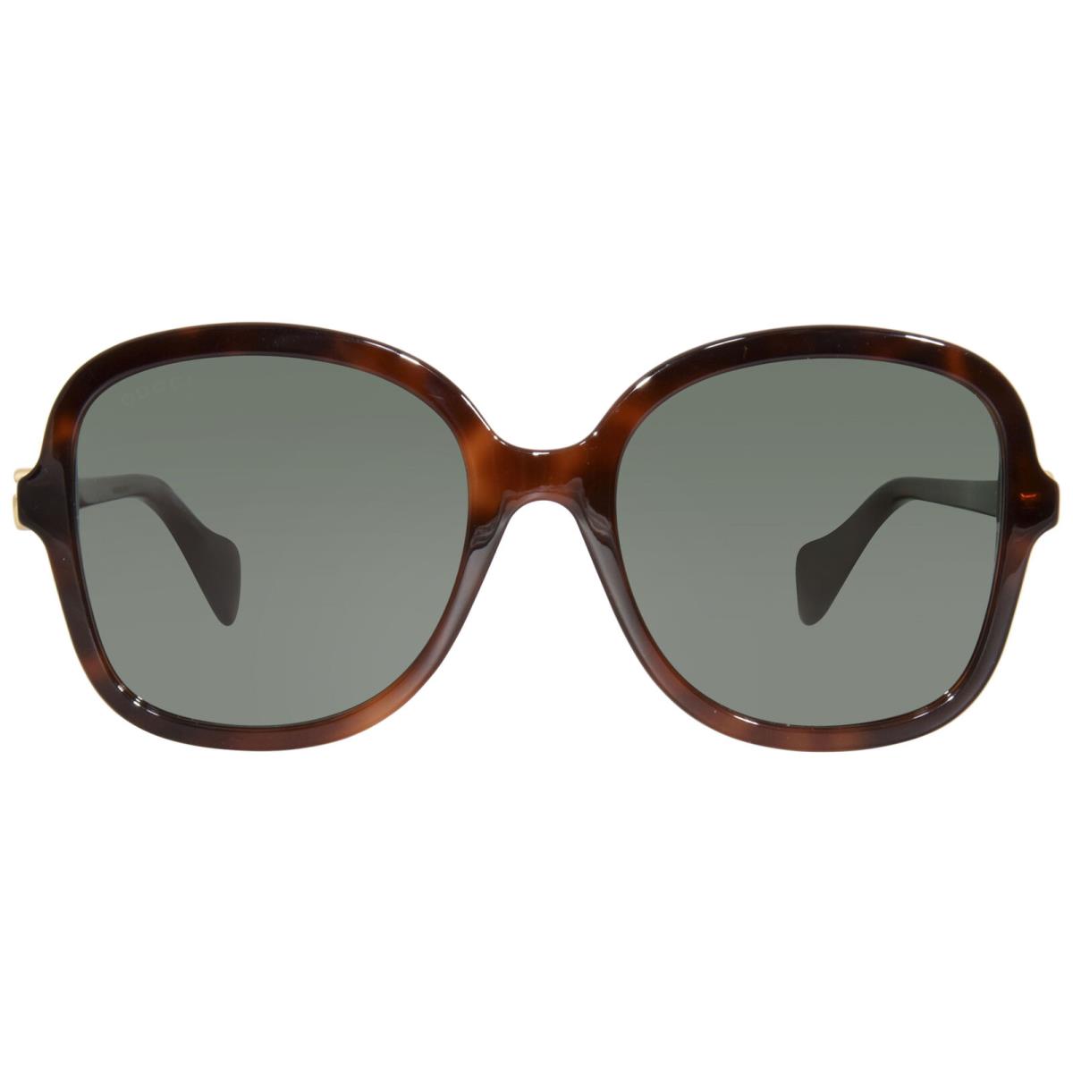 Gucci GG1178S 003 Sunglasses Women`s Havana/green Square Shape 56mm