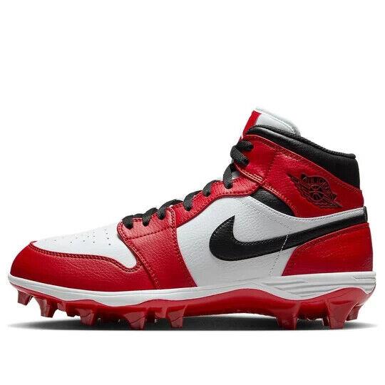 Nike Air Jordan 1 Mid TD Mens Size 10 Red White Black Football Cleats FJ6805-106 - Red