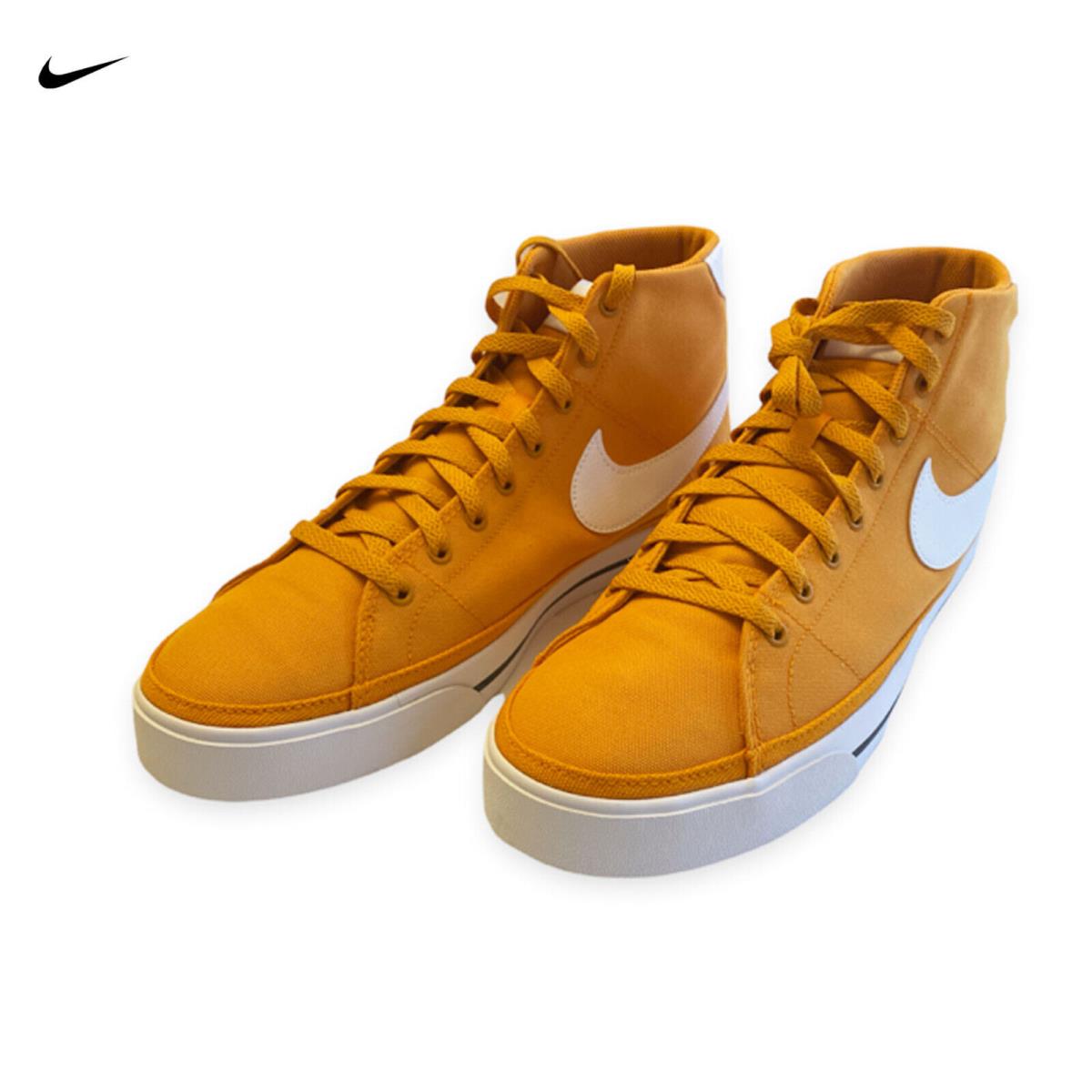 Nike Court Legacy Canvas Mid Light Curry / Team Orange DD0162-700 Men`s Size 10 - Light Curry / White - Team Orange