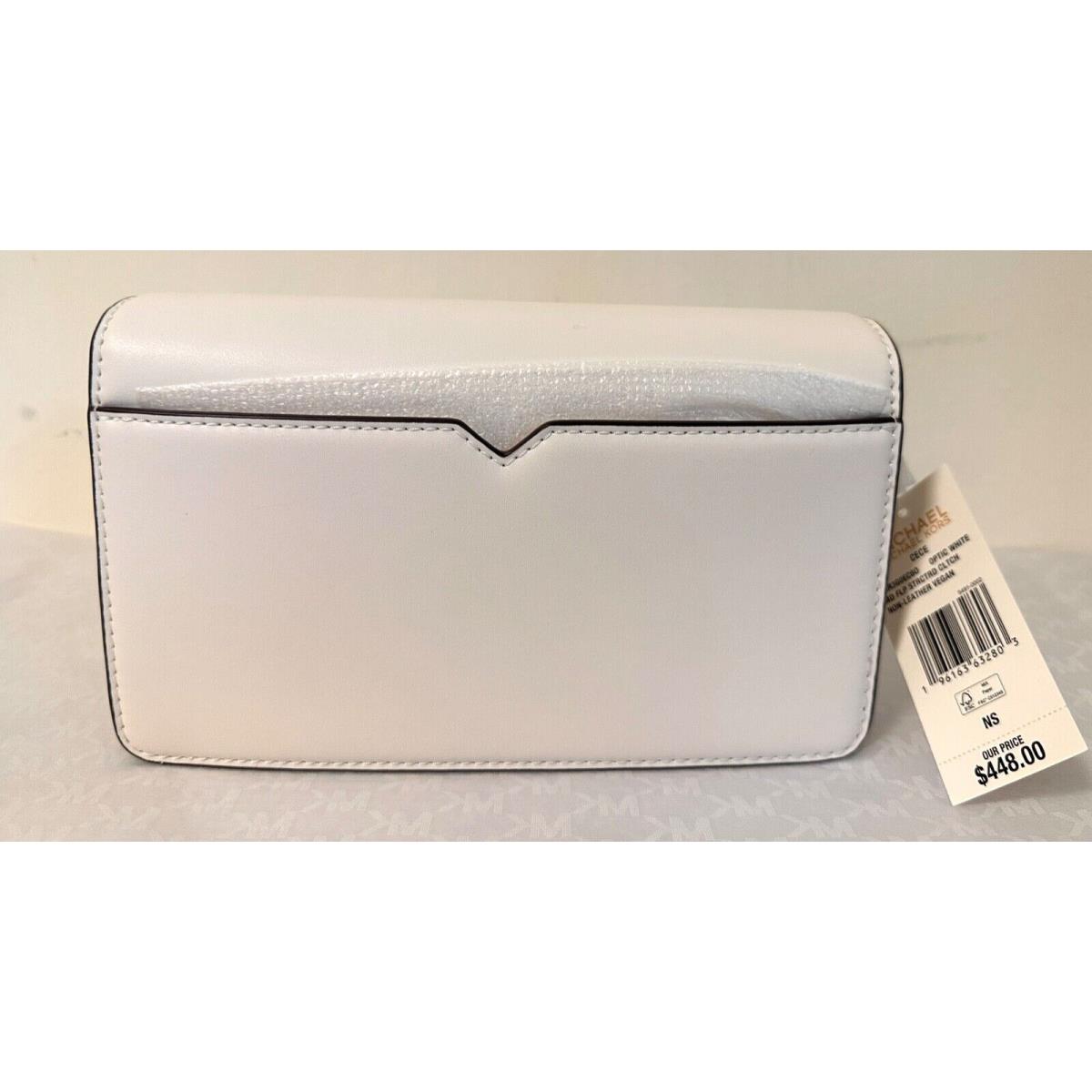 Michael Kors Cece Medium White Vegan Leather Shoulder Crossbody Clutch