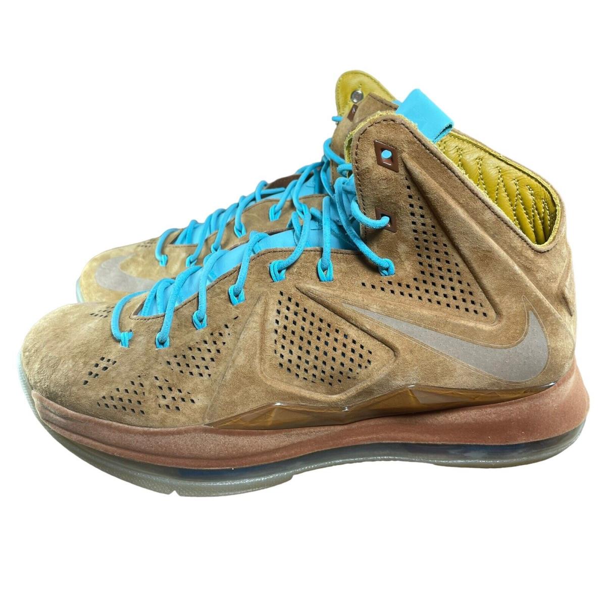 Nike Lebron 10 Ext QS Scooby Doo Hazelnut Brown Suede 607078-200 Mens Sz 9 Rare - Brown