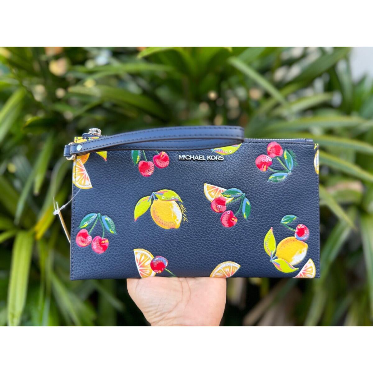 Michael Kors Jet Set Travel XL Clutch Wristlet Fruit Melody Navy Multi Fash Brands