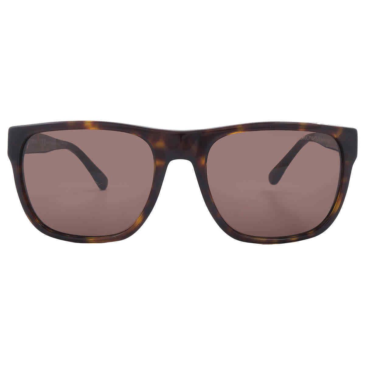 Emporio Armani Dark Brown Square Men`s Sunglasses EA4163 587973 56