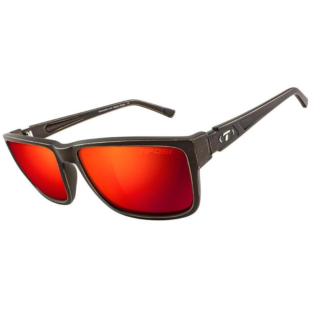 Tifosi Hagen XL Distressed Bronze Polarized Sunglasses Clarion Red Polarized