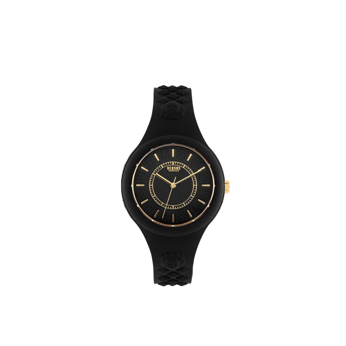 Versus Versace Womens Fire Island 39mm Strap Fashion Watch - Dial: Black, Band: Black