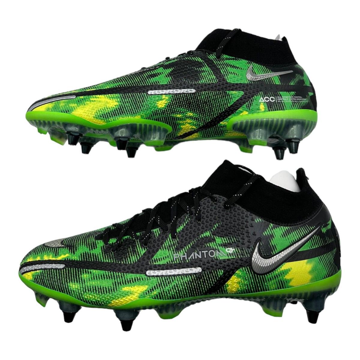 Nike Phantom GT2 Elite DF SW Sg-pro Black Volt Cleats DO2500-004 - Men`s Size 11 - Green