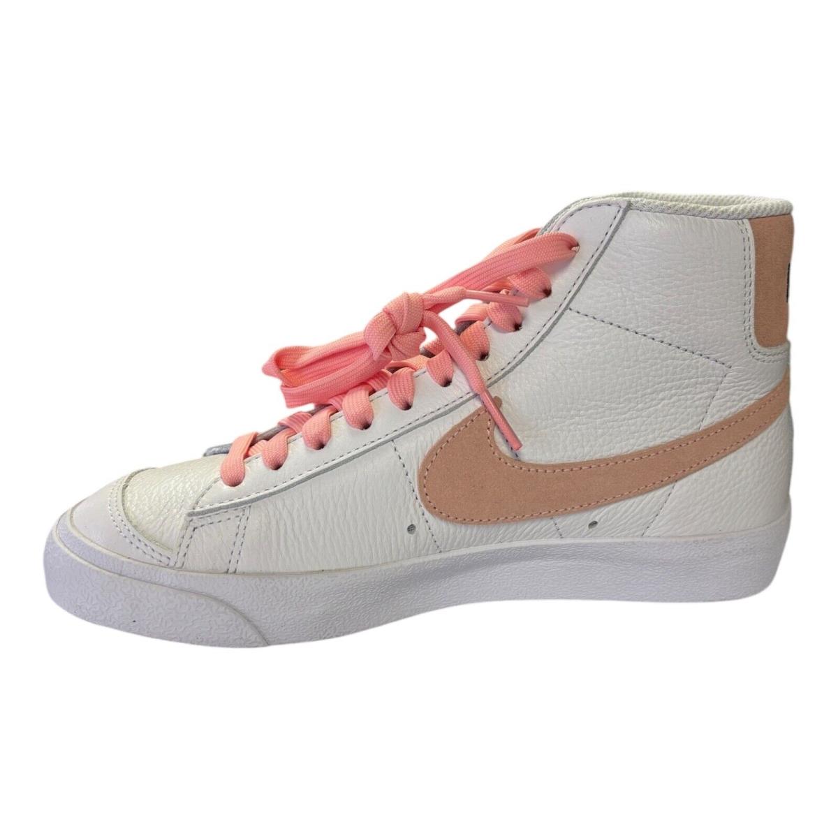 Nike Blazer Mid `77 White Pink Women`s Size 6 Full Lace Sneakers DO7433-900 - White