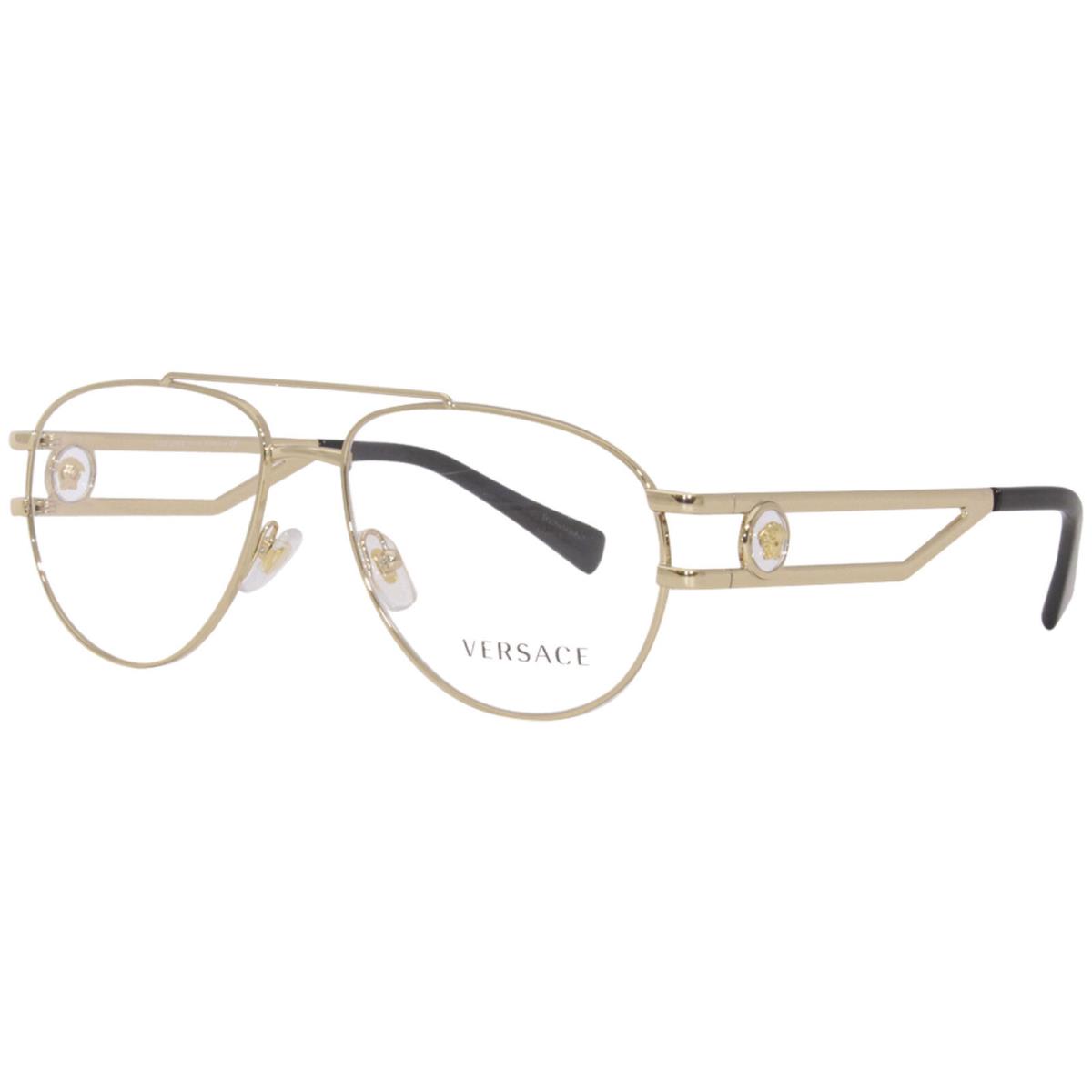 Versace 1269 1002 Eyeglasses Men`s Gold Full Rim Pilot Optical Frame 55mm