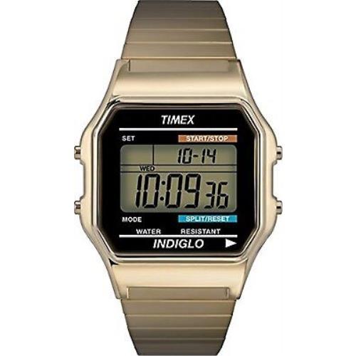 Timex Men`s Classic Digital Gold-tone Expansion Band Watch T78677 - Dial: Gold, Band: Gold