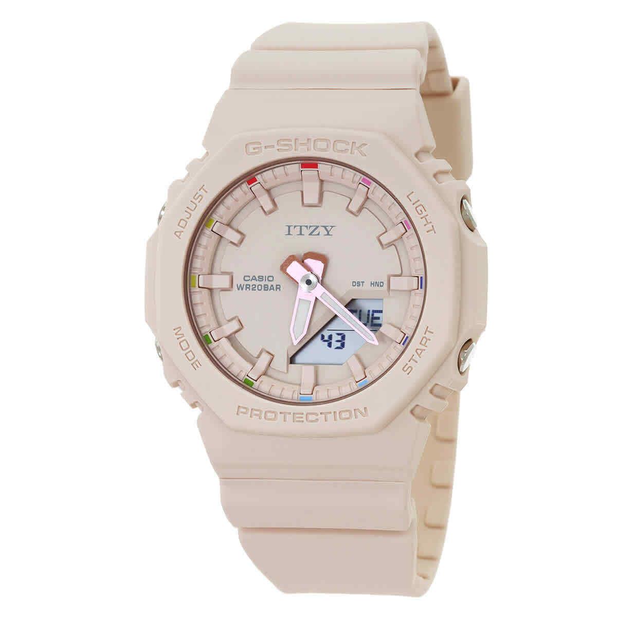 Casio Alarm World Time Quartz Analog-digital Ladies Watch GMAP2100IT-4A - Dial: Beige/Digital, Band: Beige, Bezel: Beige