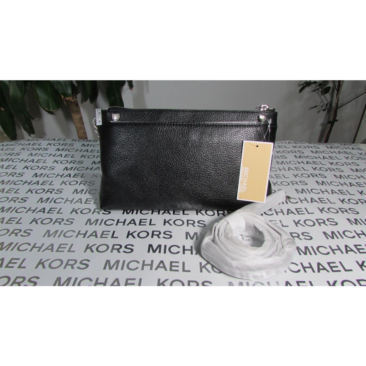 Michael Kors Leather James Large Zip Clutch or Crossbody Bag Black