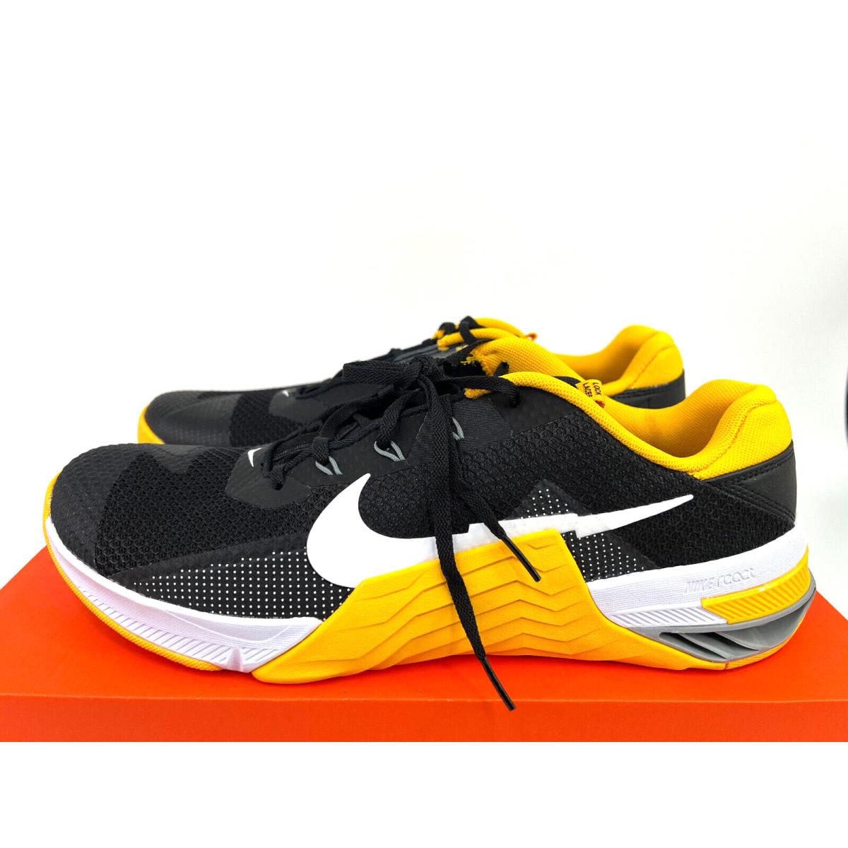 Nike Metcon 7 Black University Gold Grey CZ8281-097 sz 15 Crossfit Training