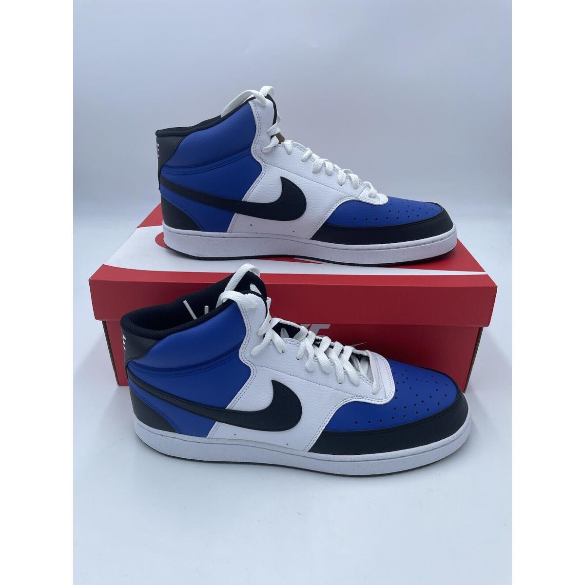 Nike Men`s Court Vision Mid Next Nature AF Shoes - White Blue FQ8740-480 Sz 13 - White/game royal/black