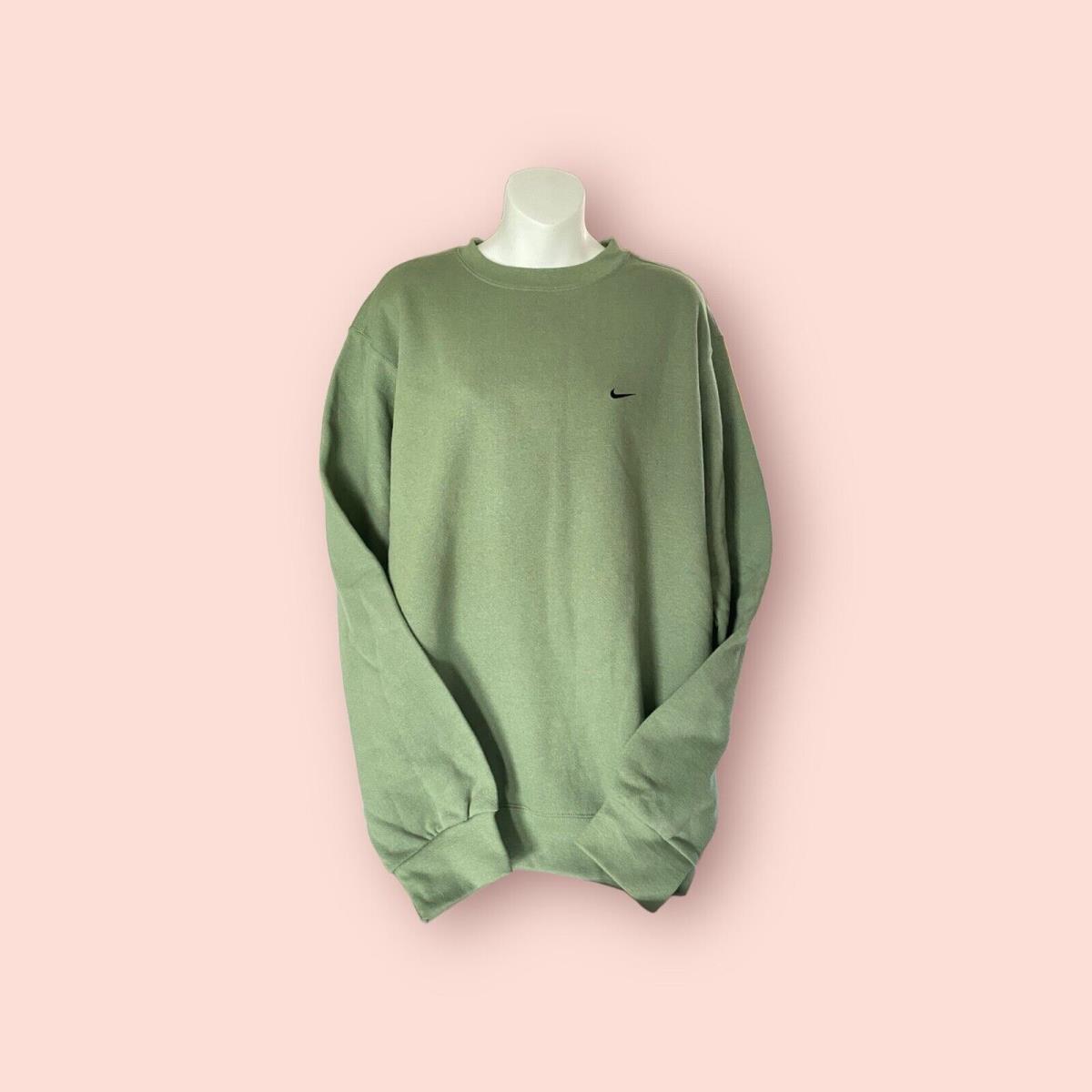 Nike Vintage Sweatshirt Green Swoosh Basic Check 90s Sweater Made In Usa - M