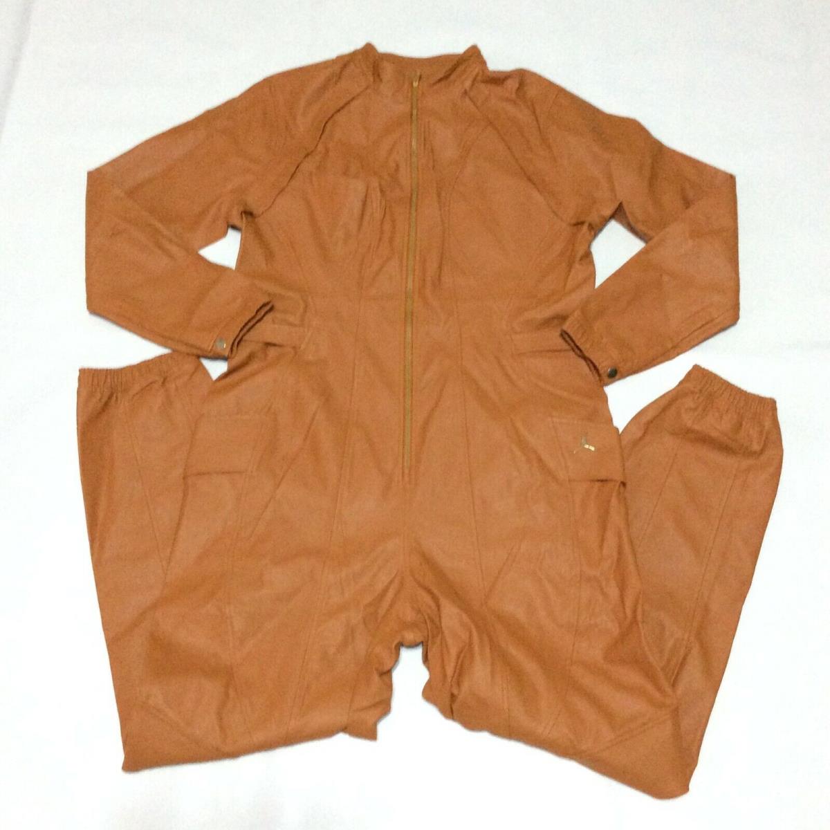 Nike Air Jordan Jumpsuit Ctr Court To Runway Brown Leather Womens Sz Small