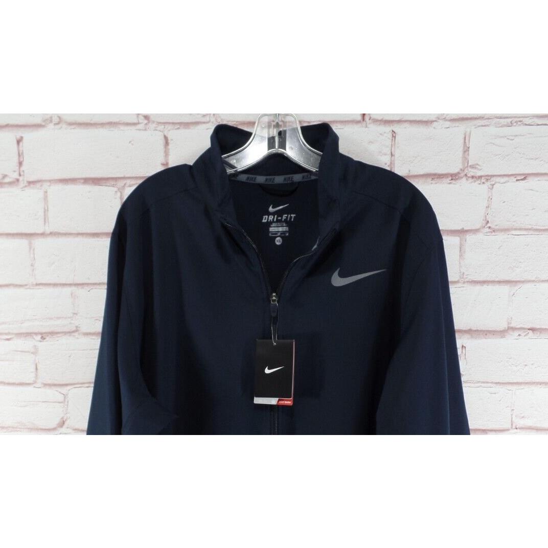 Men`s Nike Full Zip Track Jacket Size XL Navy Blue Logo XL Dri-fit