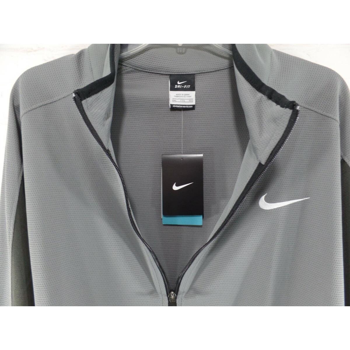 Men`s Nike Full Zip Mesh Track Jacket Size 2XL Gray Black Logo Xxl Dri-fit