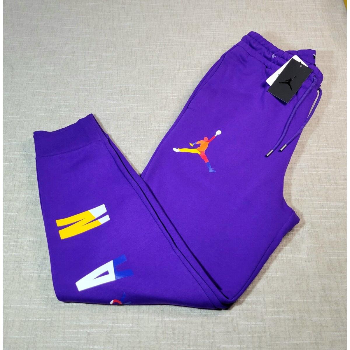 Nike Air Jordan Jogger Pants Jumpman Dna Hbr Fleece Mens Medium Purple Multi