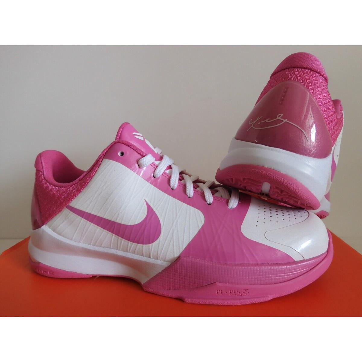 Nike Kobe V 5 GS White-pinkfire Think Pink SZ 5Y-WOMENS SZ 6.5 386647-162