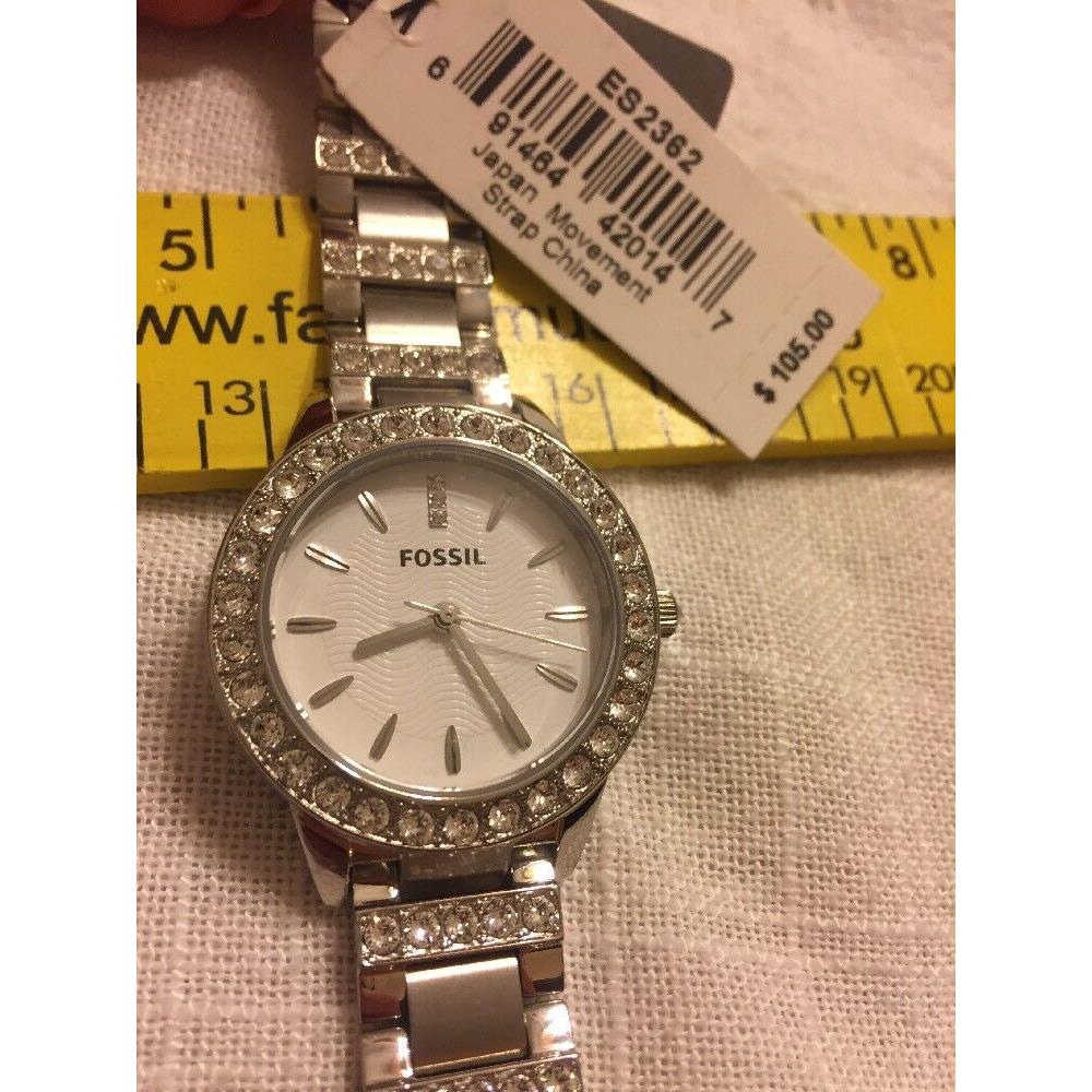 Fossil Jesse ES2362P Wrist Watch For Women Bnwt/ W Shipping - Dial: Silver, Band: Silver