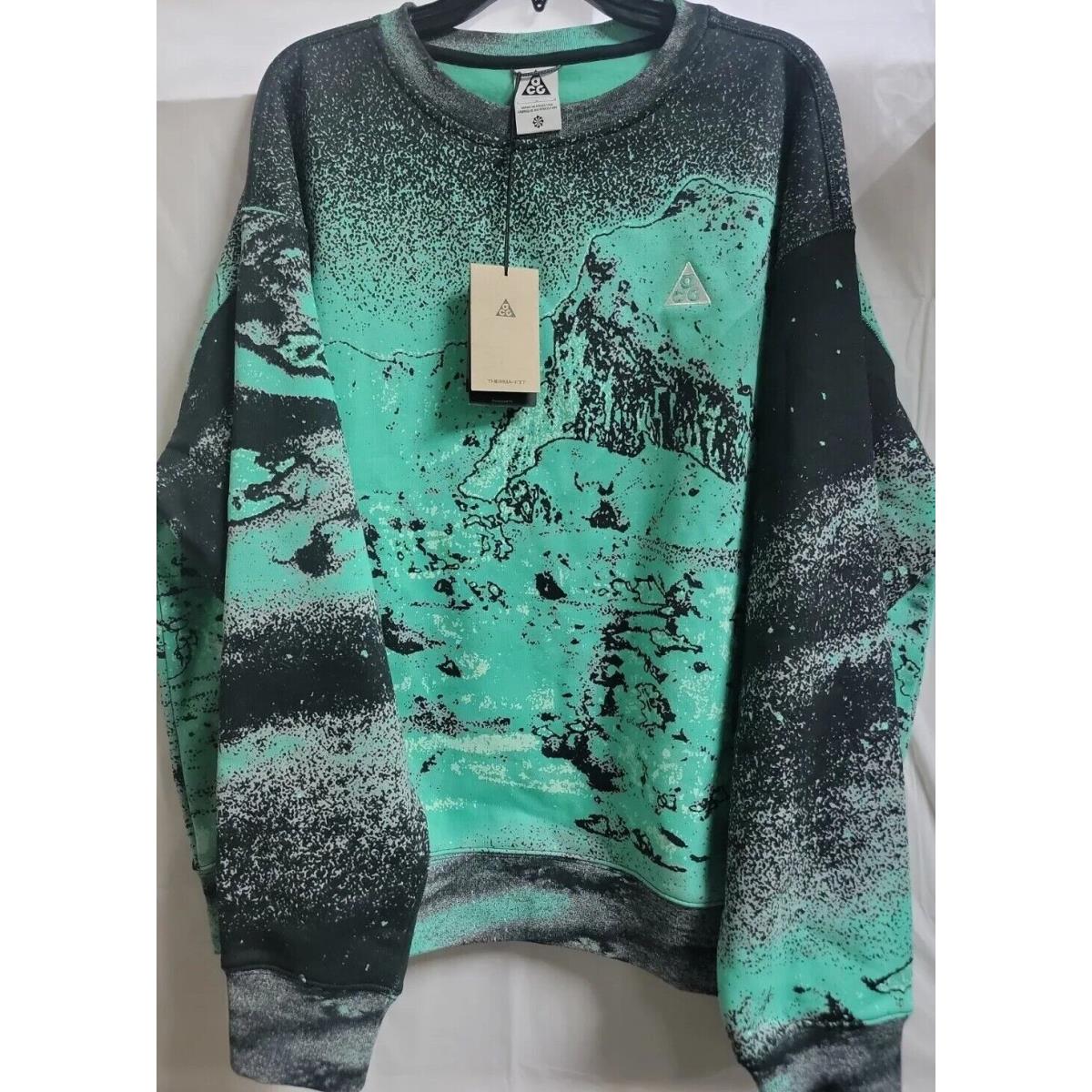 Nike Acg Therma-fit All Over Print Fleece Crew Neck Size Small DQ5791-369