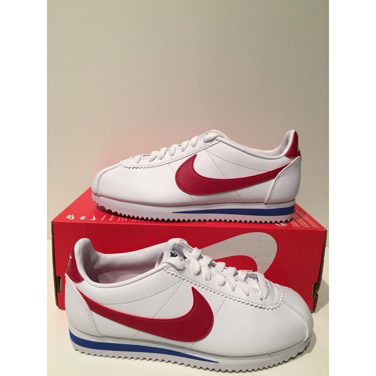 Women`s Nike Classic Cortez Leather Forrest Gump White Red Blue sz 6 807471 103