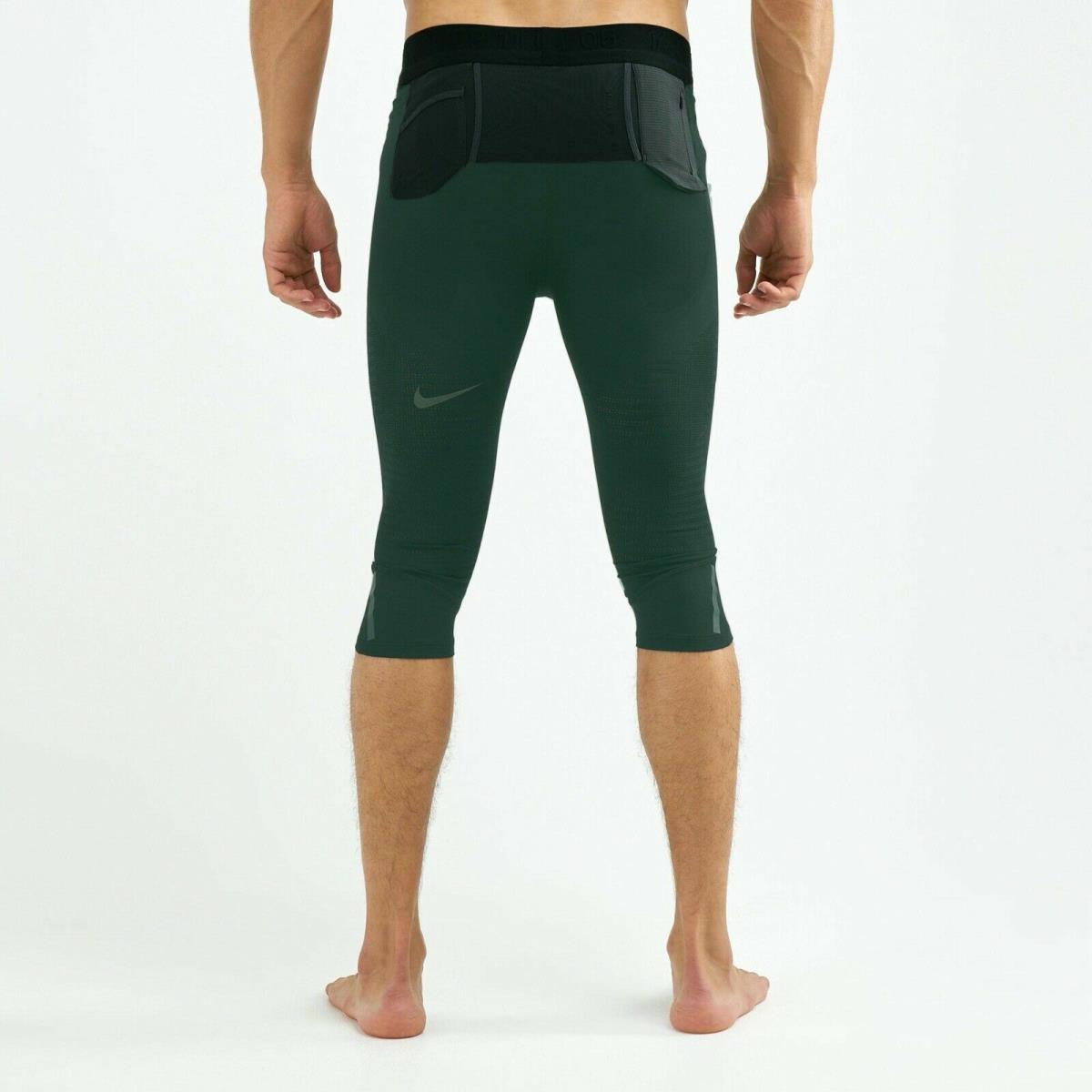 Nike Tech Pack Men`s 3/4 Running Tights Green/black Size 2XL BV5693-370
