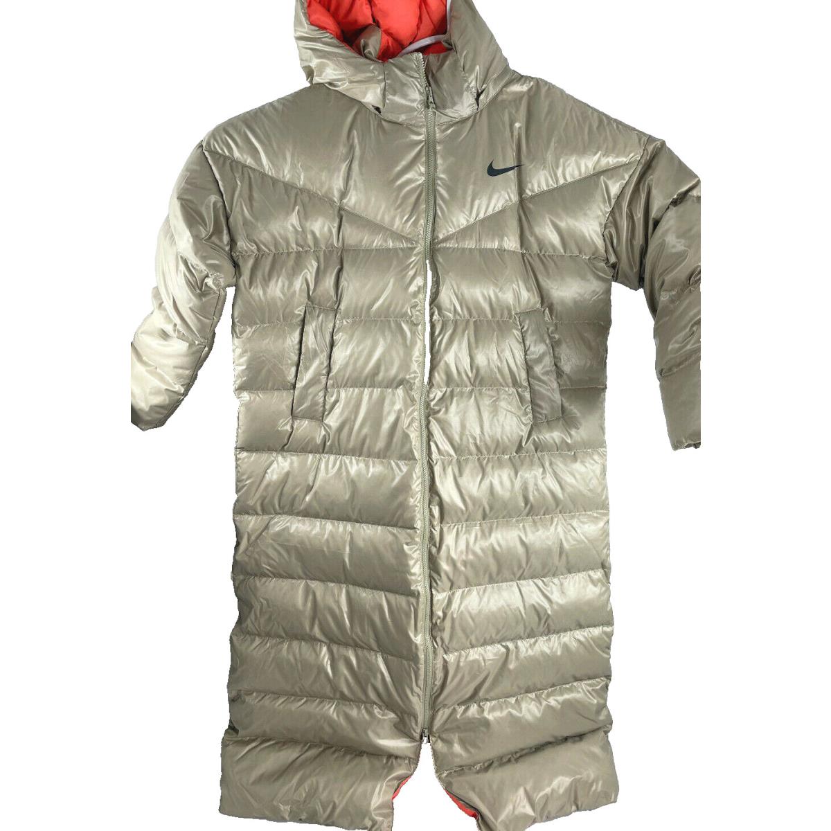 Nike Ripstop Puffer Down Parka Jacket Beige Women`s Size Xl-tall CU5820-342