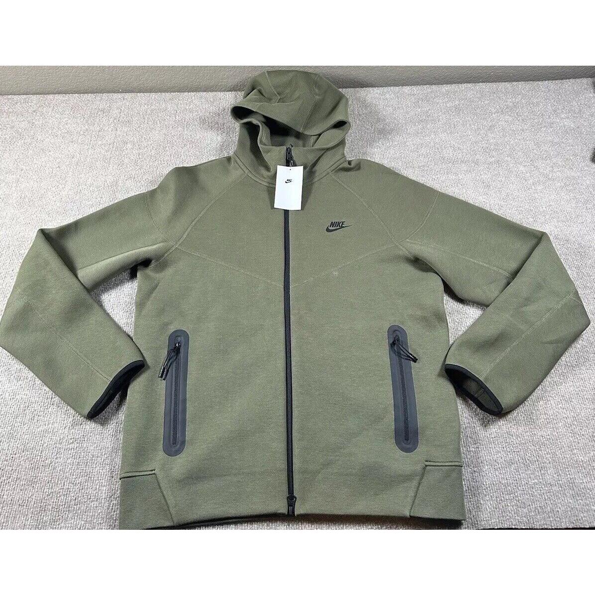 Nike Men`s Tech Fleece Full Zip Windrunner Hoodie Jacket Medium Olive Green