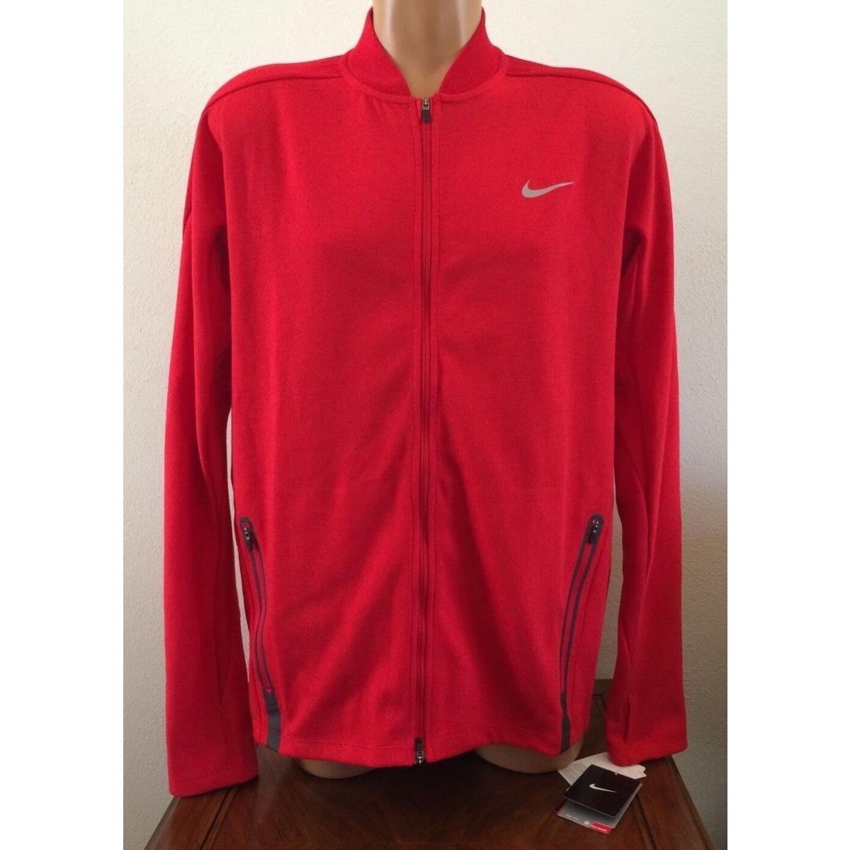 Nike Mens Size Large L Red Full Zip Running Jacket Lightweight Sweatshirt 717756