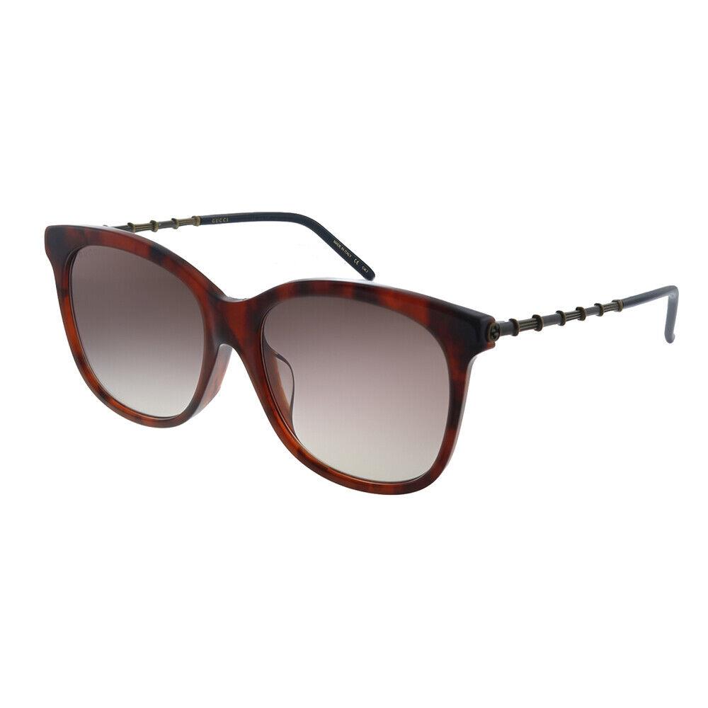 Gucci GG 0655SA 002 Havana Plastic Square Sunglasses Brown Gradient Lens