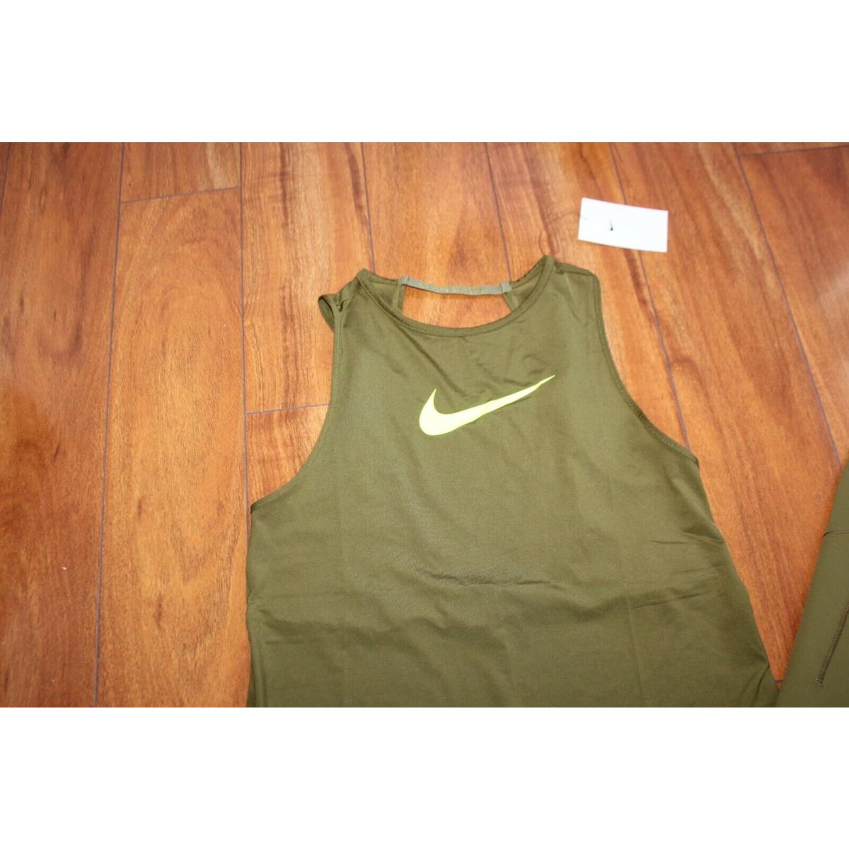 Womens Nike SZ M Leggings Tank Green