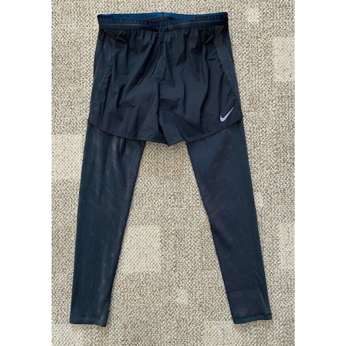 Nike Run Division Mens Hybrid Running Tights Black Size Large L CU5560-010