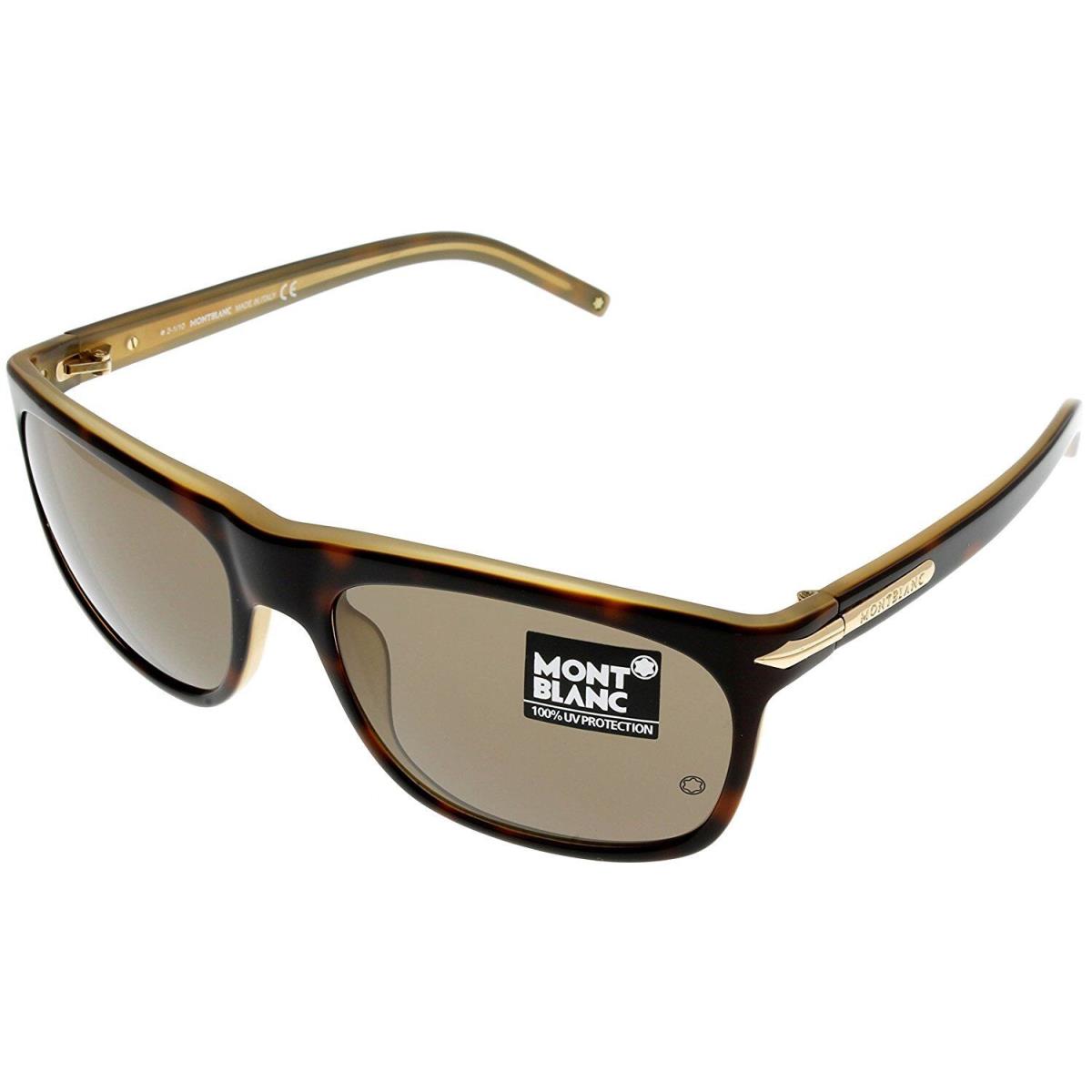 Montblanc Mont Blanc Sunglasses Unisex Brown Havana UV Rectangular MB174 120