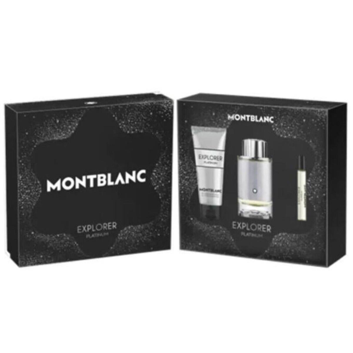 Montblanc Explorer Mont Blanc Men 3 Pcs Set 3.3 oz 0.25 oz Edp Spray 3.3 oz Shower Gel