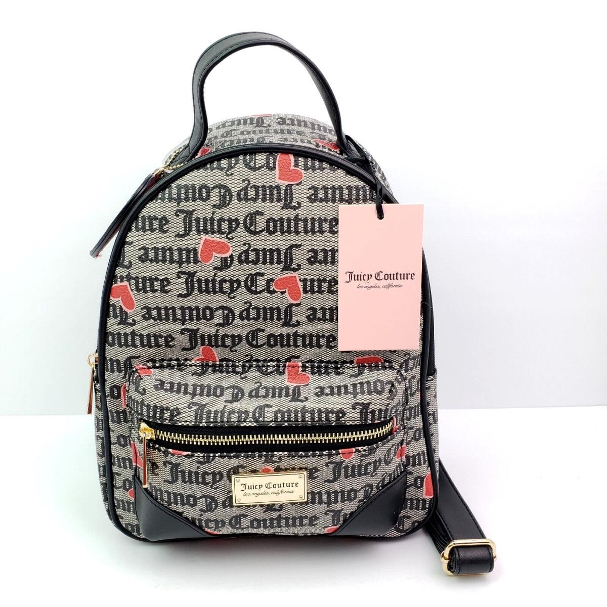 Juicy Couture Womens Black Beige Valentine Gothic Status Backpack Bag