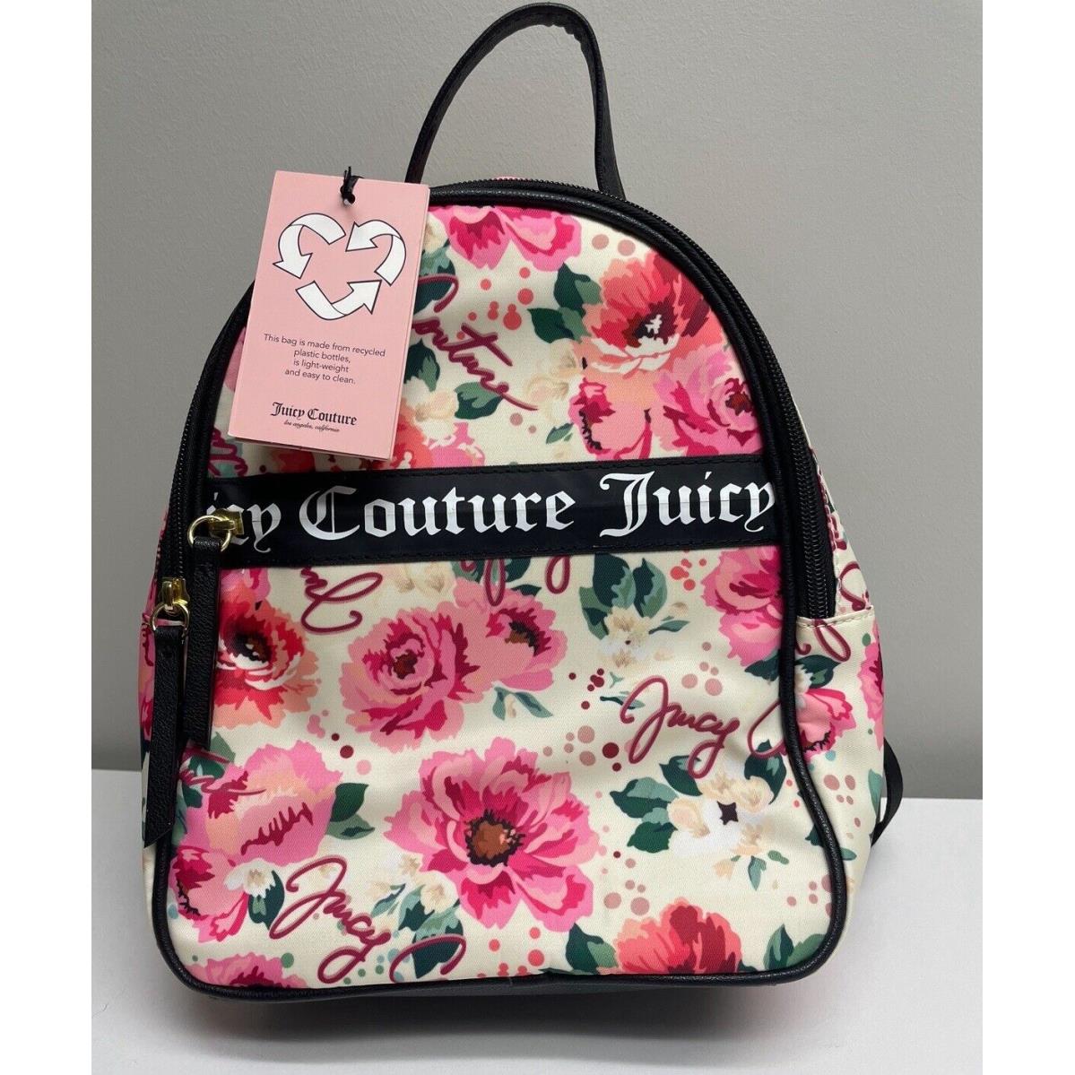 Juicy Couture Pick Ur Petal Cream Pink Zip Says It All Floral Mini Backpack