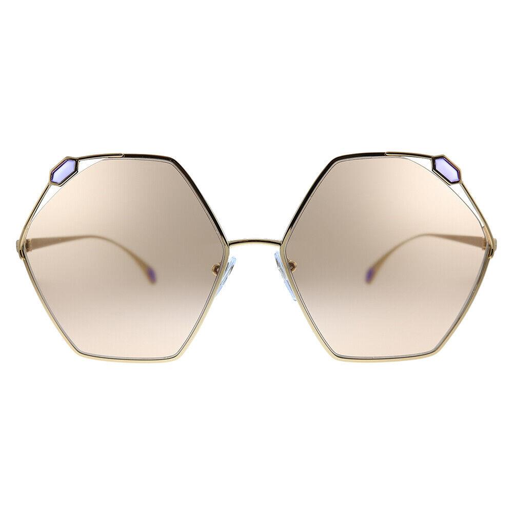 Bvlgari BV 6160 2014/3 Pink Gold Metal Geometric Sunglasses Brown Lens