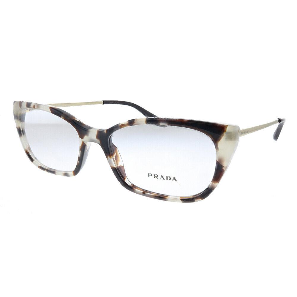 Prada PR 14XV UAO1O1 Spotted Brown Plastic Metal Cat-eye Eyeglasses 52mm